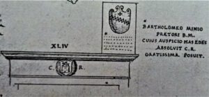 Iscrizione del Podestà Minio a Rovigo in un disegno del Campagnella di metà settecento ( foto autore)